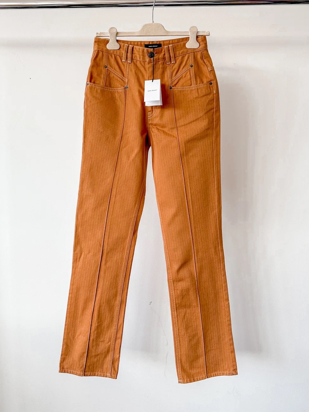 New! Isabel Marant Pantalon Lirokae Terracotta Straight Pants Quiet Luxury🧡 S - Picture 10 of 11